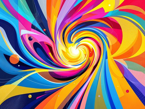 A vibrant, dynamic composition of swirling colors and geometric shapes, representing the concept of 'innovation', in a modern abstract art style.