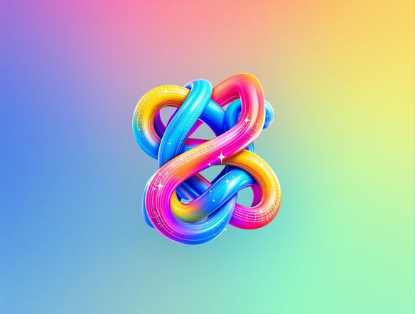 Abstract logo design featuring intertwined initials with a vibrant, modern color palette, showcasing innovation and creativity.