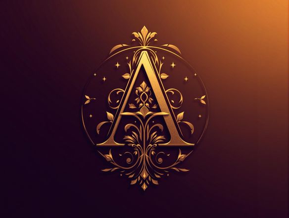 Create a sophisticated logo design featuring the letter 'A', incorporating a coolers color palette generator-inspired scheme of gold and deep purple. The logo should evoke feelings of luxury, innovation, and trust.