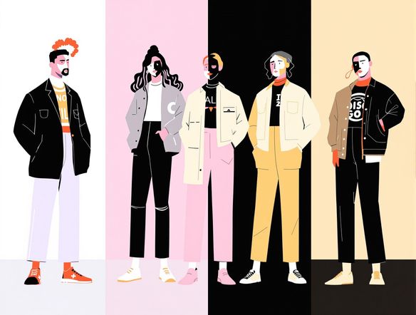 A collection of diverse and stylized avatar icons, each representing a different personality and background. The style is clean, modern, and minimalist, with a focus on bold colors and simple shapes. Showcase the versatility of a free icon generator.