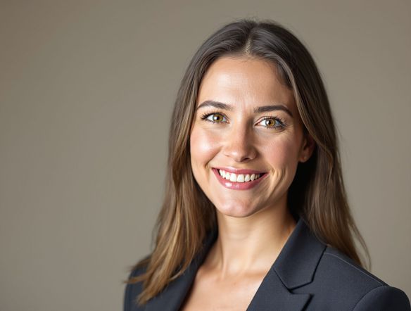Professional headshot of a confident person, neutral background, soft natural lighting, high-detail AI portrait, subtle smile, looking directly at camera.