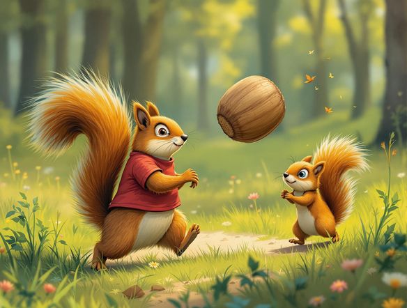 A squirrel photoshopped into the 'Distracted Boyfriend' meme, looking at a nut while walking with another squirrel.