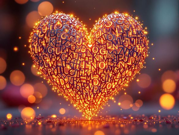 A vibrant and romantic iPhone wallpaper. A photorealistic heart shape made of interwoven initials, soft lighting, bokeh background, 4k resolution, trending on artstation.