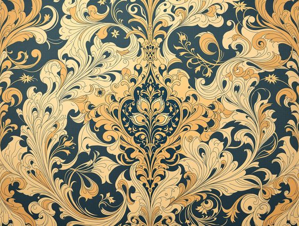 An ornate Art Nouveau wallpaper design with flowing peacock feathers and stylized botanical elements, rendered in fine, elegant line art, Art Nouveau wallpaper generator.