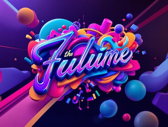 A vibrant, futuristic 3D logo featuring abstract shapes and bold colors. Incorporate a stylish font reminiscent of classic album art. High resolution, dynamic lighting, octane render.