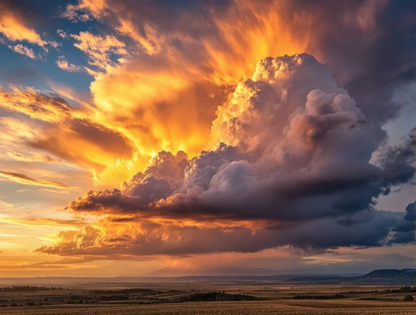 A breathtaking landscape photo with an extreme AI HDR effect, showcasing vibrant colors and deep contrast, dramatic clouds in the sky, hyperrealistic.