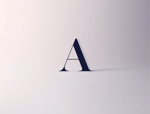A single sans-serif letter 'A' on a clean white background, minimalist design, soft lighting, elegant simplicity.