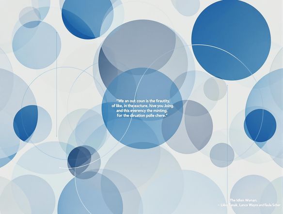 A minimalist logo design featuring interconnected circles, representing unity and collaboration. Incorporate a hidden, AI-generated quote within the negative space. Use a modern color scheme of blues and grays. Geometric design.