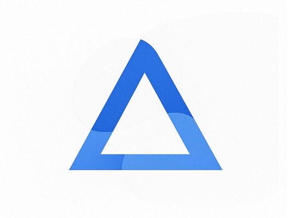 A single, elegant geometric shape in a vibrant color against a clean white background, minimalist logo design.