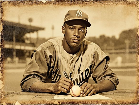 Generate a baseball card featuring a legendary shortstop in a classic, vintage style. Use sepia tones, aged textures, and elegant typography to evoke a sense of history and timelessness. Capture the player's iconic pose and signature.