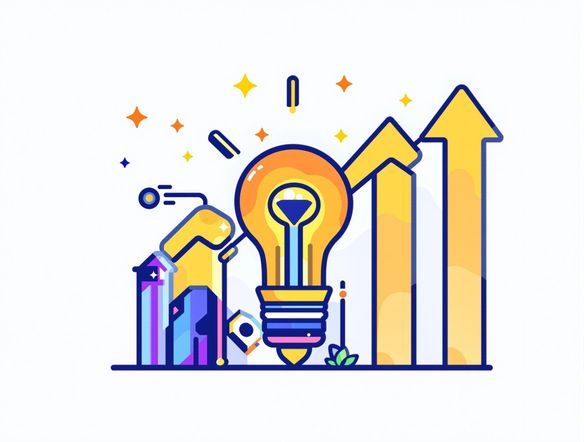 An eye-catching presentation slide showcasing a custom-designed SVG icon representing innovation and growth. The icon should be bold and modern, with a bright color scheme. The background should be clean and uncluttered.