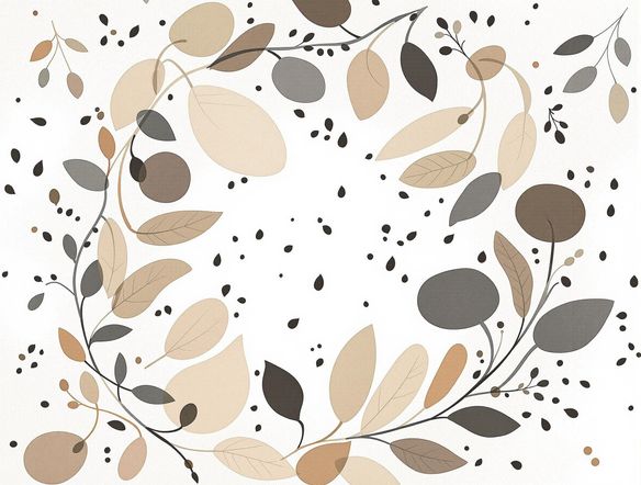 Create an abstract logo for a sustainable fashion brand. The logo should incorporate natural elements like leaves and water droplets, using a soft, earthy color palette with a transparent background.