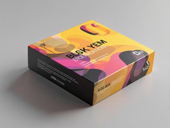 A sleek and modern product box mockup, featuring minimalist design elements. Use a vibrant color palette generator to create a sophisticated and eye-catching design. High resolution, studio lighting.