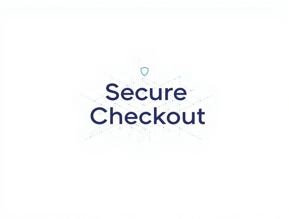 A clean, minimalist trust badge featuring a shield icon and the text 'Secure Checkout'. Use a sans-serif font. White background with a subtle blue gradient. Professional and trustworthy design.