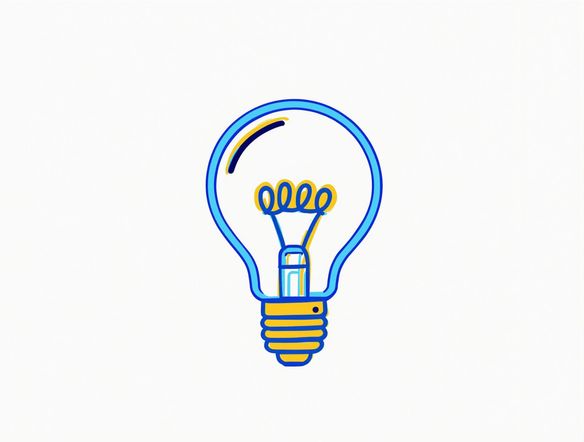 A photograph of a lightbulb, reverse image generated into a minimalist pictogram icon, clean lines, flat design, representing 'innovation'. Use a vibrant, eye-catching color palette with a transparent background.