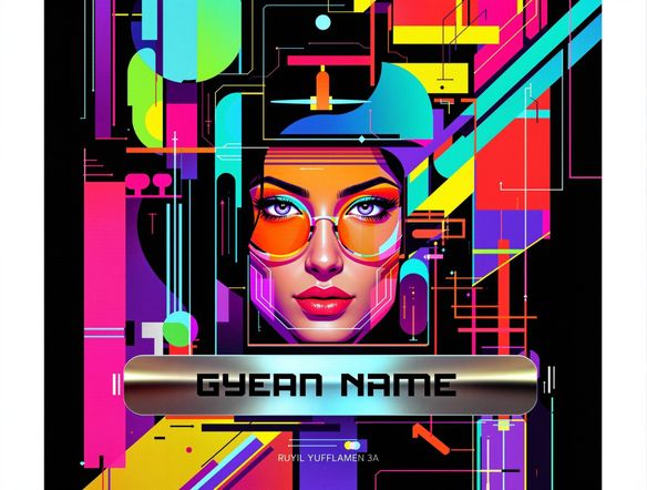 A vibrant, abstract profile picture featuring geometric shapes and neon colors, complemented by a sleek, futuristic banner showcasing the user's name in a stylish font. The overall aesthetic should be modern and tech-inspired.