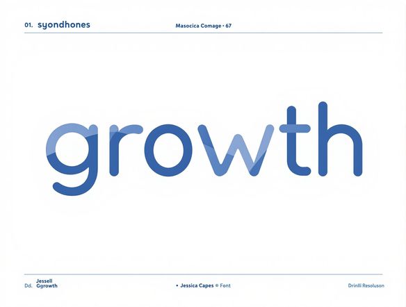 Generate a modern sans-serif font with subtle curves, reflecting innovation and approachability. Incorporate a unique character in the lowercase 'g' to symbolize growth. Use a palette of cool blues and grays for a professional, tech-forward aesthetic. High resolution, clean lines.