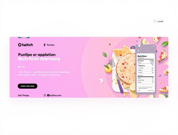 A minimalist Twitch banner featuring a clean, modern design with a subtle color gradient and a stylized icon representing gaming. Add a touch of realism with a simple nutrition label generator free to enhance the visual appeal. Professional, sleek, and inviting.