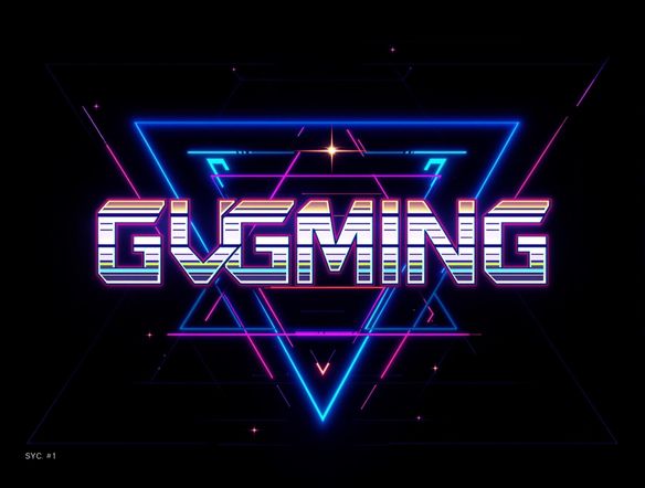 A bold, futuristic font design with neon accents, displayed against a dark, geometric background. High resolution, digital art, clean lines.