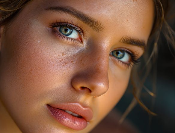 A close-up portrait with hyper-realistic textures and lighting, demonstrating the best HDR photo effects, showcasing extreme AI photo realism, sharp focus, detailed skin.
