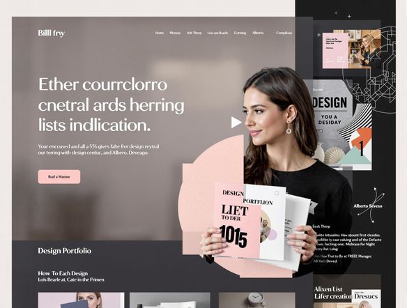 A minimalist cover page design featuring an abstract geometric pattern in pastel colors. Clean typography with the title "Design Portfolio." Soft shadows and a blurred background effect. High-quality, modern aesthetic.