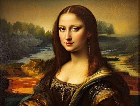A majestic portrait of a noblewoman, rendered in the distinct Leonardo da Vinci style AI, with intricate details and a soft, ethereal glow. Renaissance masterpiece.