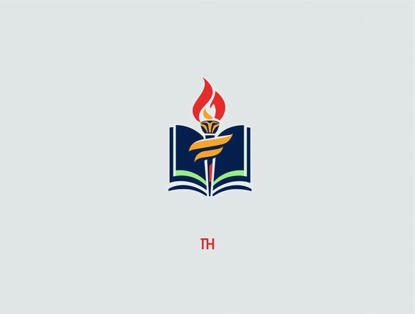 Create a sophisticated college logo featuring a stylized book and torch, rendered in a minimalist style with a vibrant color palette. Incorporate the college's initials in an elegant sans-serif font. The background should be clean and modern.