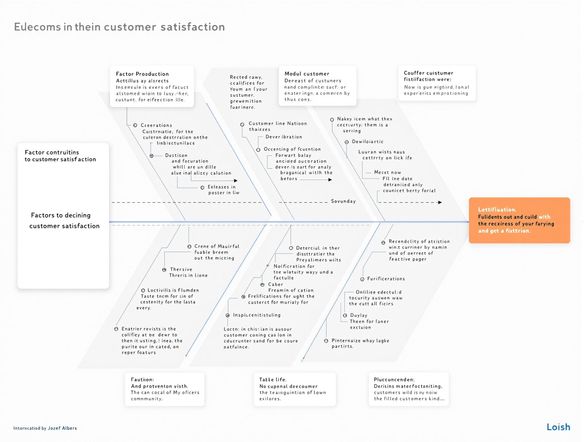 A clean, modern fishbone diagram, created using a CBC fishbone generator style, illustrating the factors contributing to a decline in customer satisfaction. The diagram uses a minimalist design with clear labels and a user-friendly layout, emphasizing ease of use and accessibility.