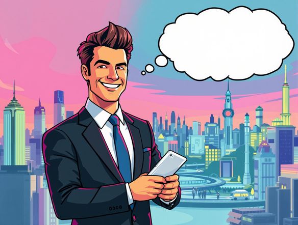 A professional advertisement showcasing a person using a product, with a creative thought bubble above their head displaying a positive outcome or benefit. Focus on clarity and a compelling visual narrative.