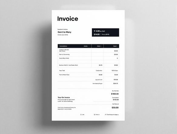 A clean, modern invoice template featuring a clearly defined billing block generated by AI. Professional fonts, organized layout, and accurate calculations showcase efficiency and attention to detail.