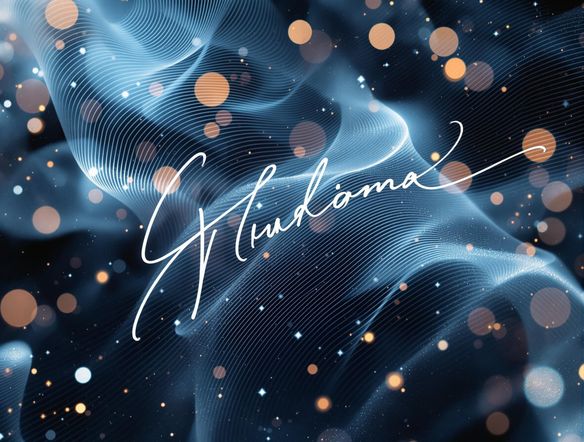 Elegant signature with flowing lines, digital photography theme, soft lighting, high resolution.