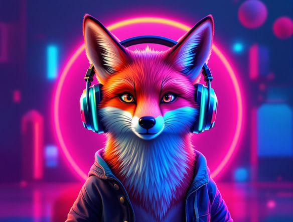 A vibrant and dynamic Twitch logo featuring a stylized fox mascot wearing headphones, neon colors, clean lines, modern design, high resolution, digital art.