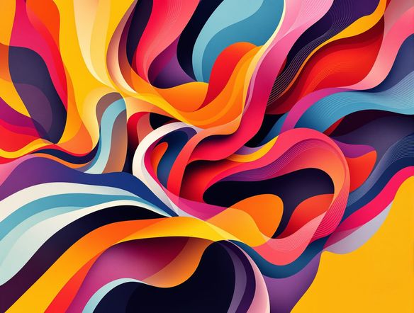 Abstract generative type art poster with flowing, interconnected letters forming a dynamic visual. Bold color palette, modern aesthetic. Custom font poster generator concept.