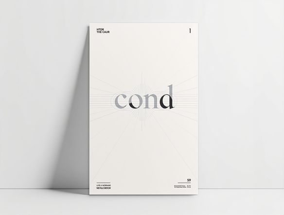 A minimalist poster showcasing a central word rendered with intricate, intelligent graphic design typography. Clean lines, sophisticated color scheme, high-impact visual. Text-based poster tool demonstration.