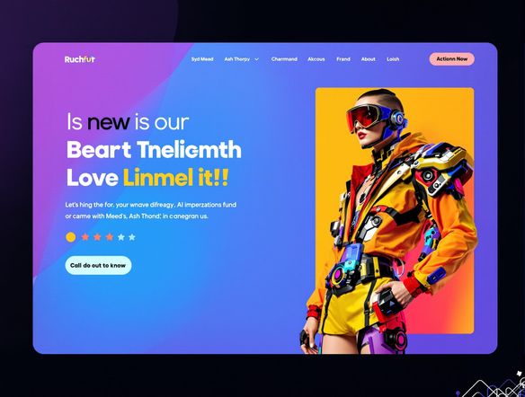 A vibrant Facebook Ad mockup featuring a stylish model wearing clothing generated by an AI clothing design generator. The ad showcases a bold clothing brand font generator creation, with a clear call to action button.