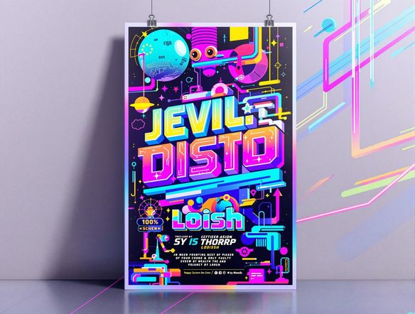 Dynamic poster design featuring bold typography and vibrant colors, creating a visually striking and modern aesthetic.
