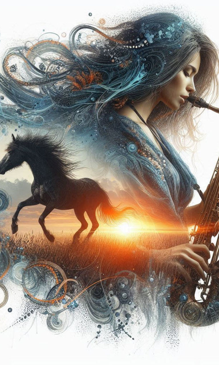 Vrouw met sax animeer poging 4