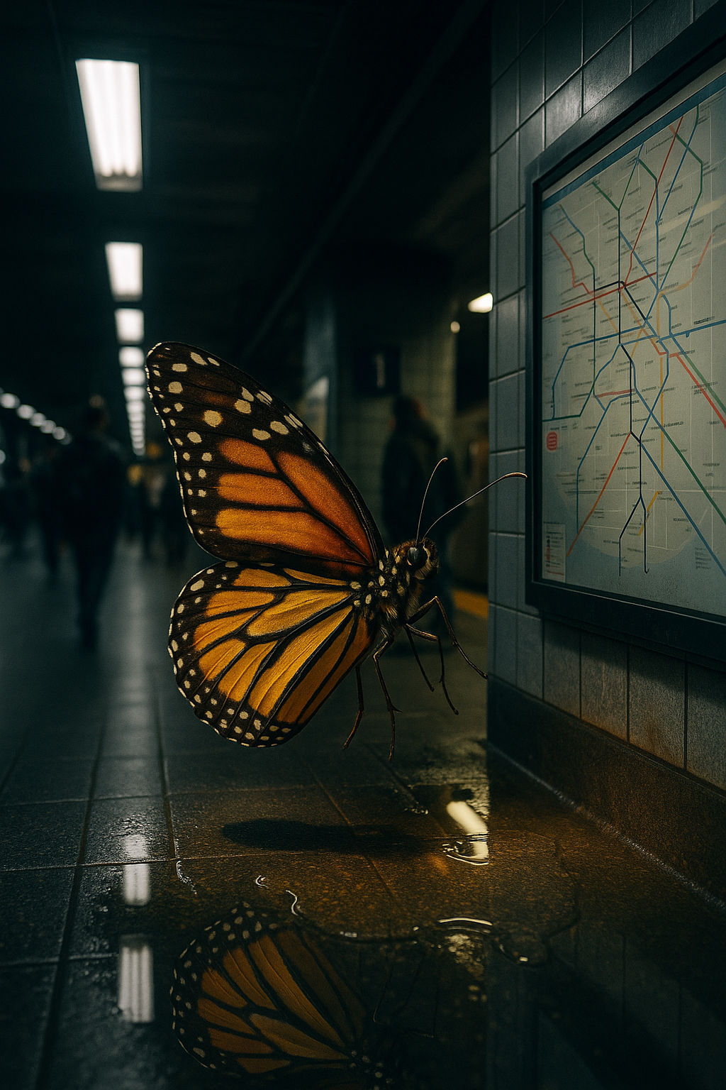 Confused Butterfly on a Subway