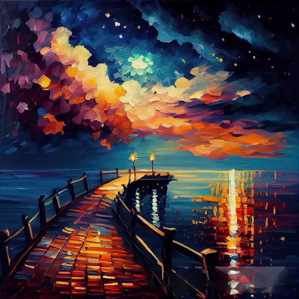 Oil Painting of a Pier