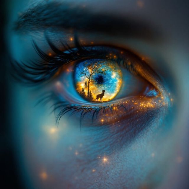 Ethereal digital painting: A contemplative person sitting quietly (maybe just a silhouette or partial figure). Their for...