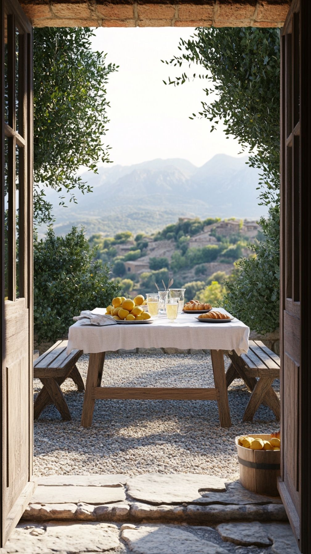 camera slowly moves forward, wind breeze sways all the leaves left and right