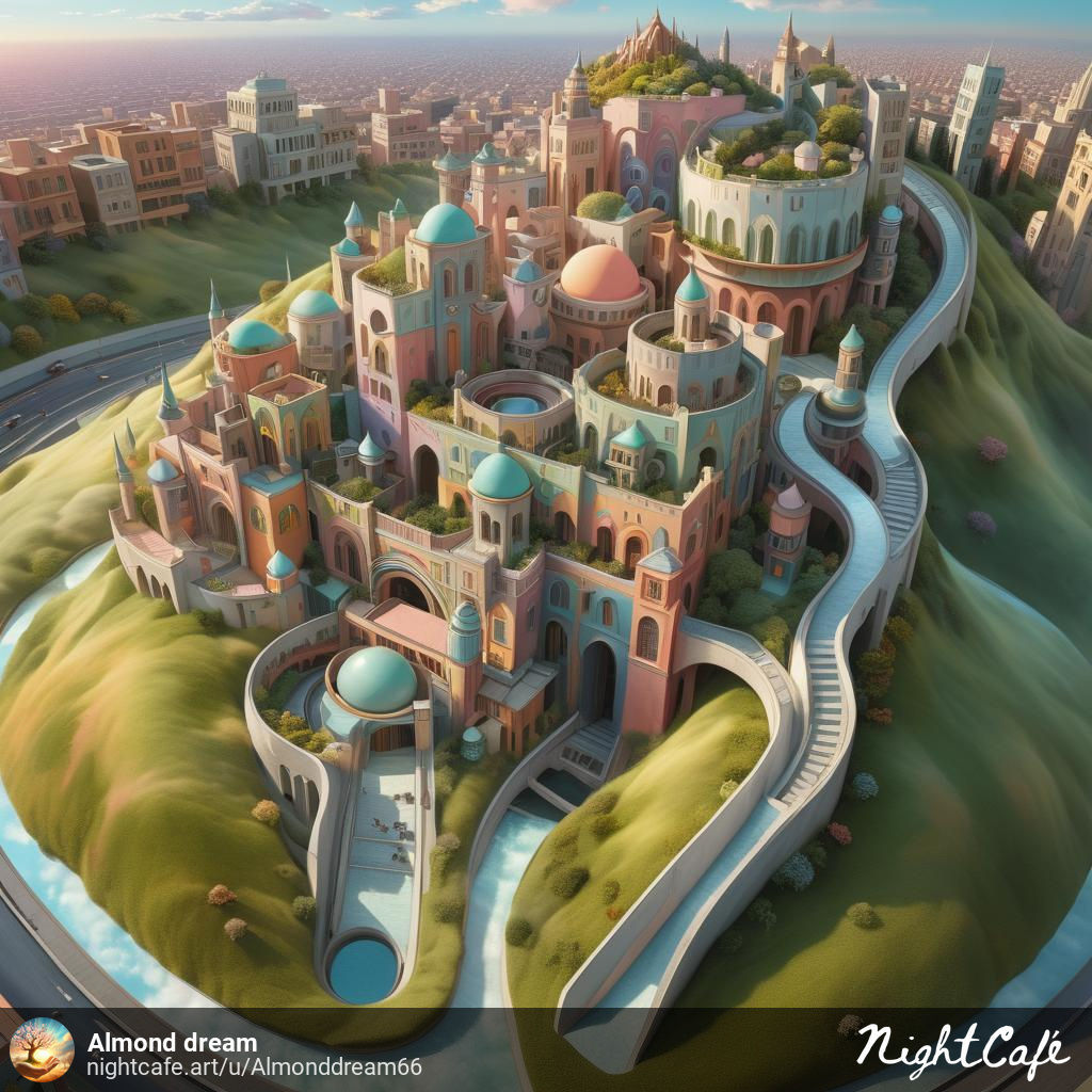 A residential complex in the shape of a star, which consists of beautiful houses and the houses are lined up in the form of stairs