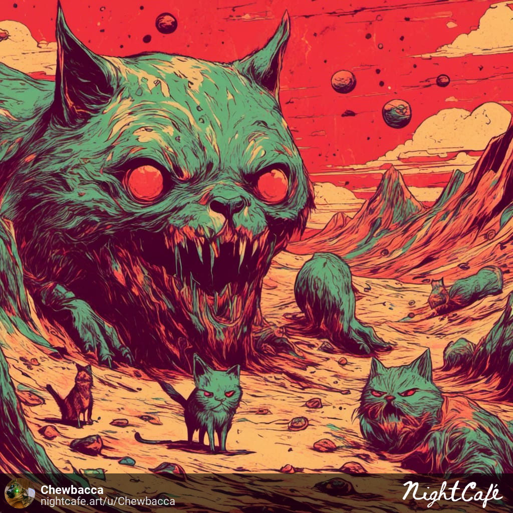 Werewolf hiding in forest stalking little red riding hood Screen print, pop art, splash screen art, triadic colors, digital art, 8k resoluti...