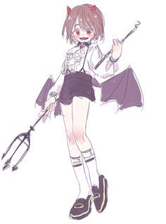 Light hot girl style demon character with horns and wings