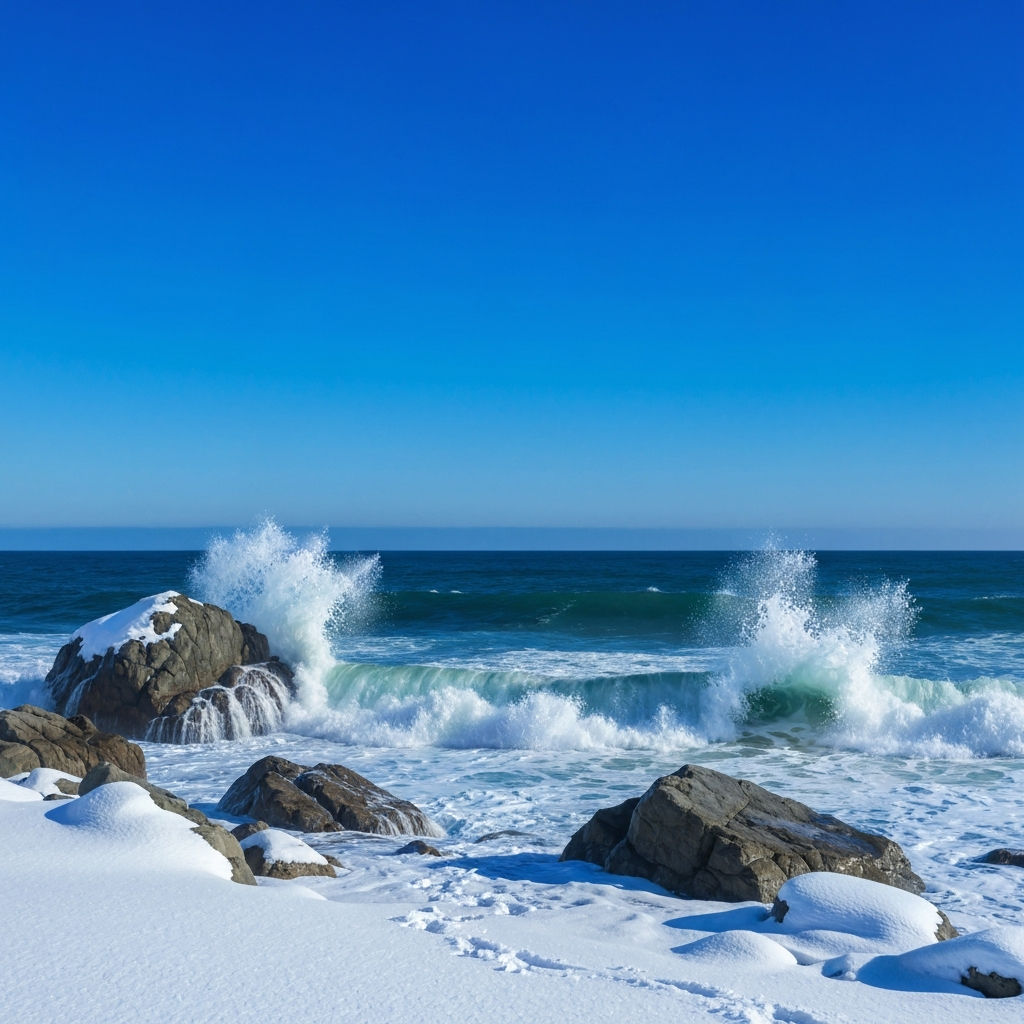 Snowy beach experience