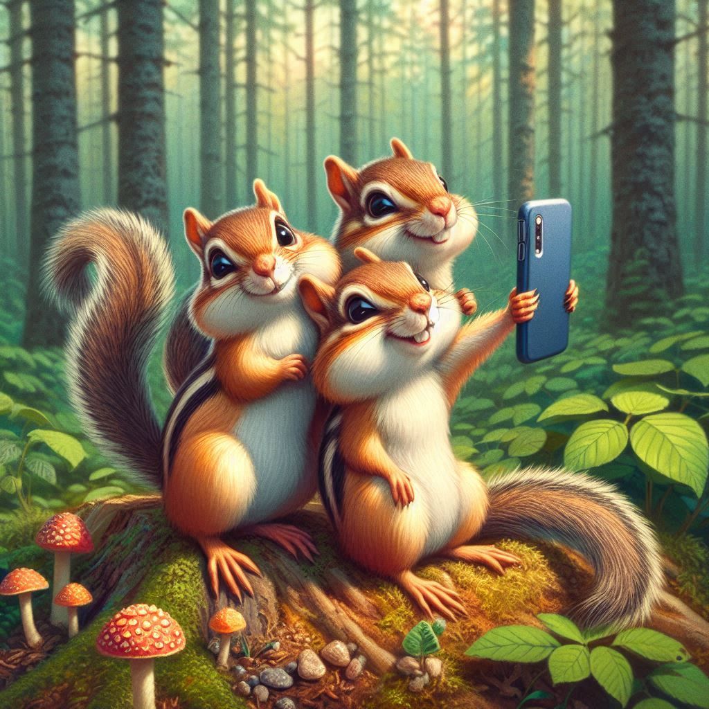 Chipmunks taking selfies