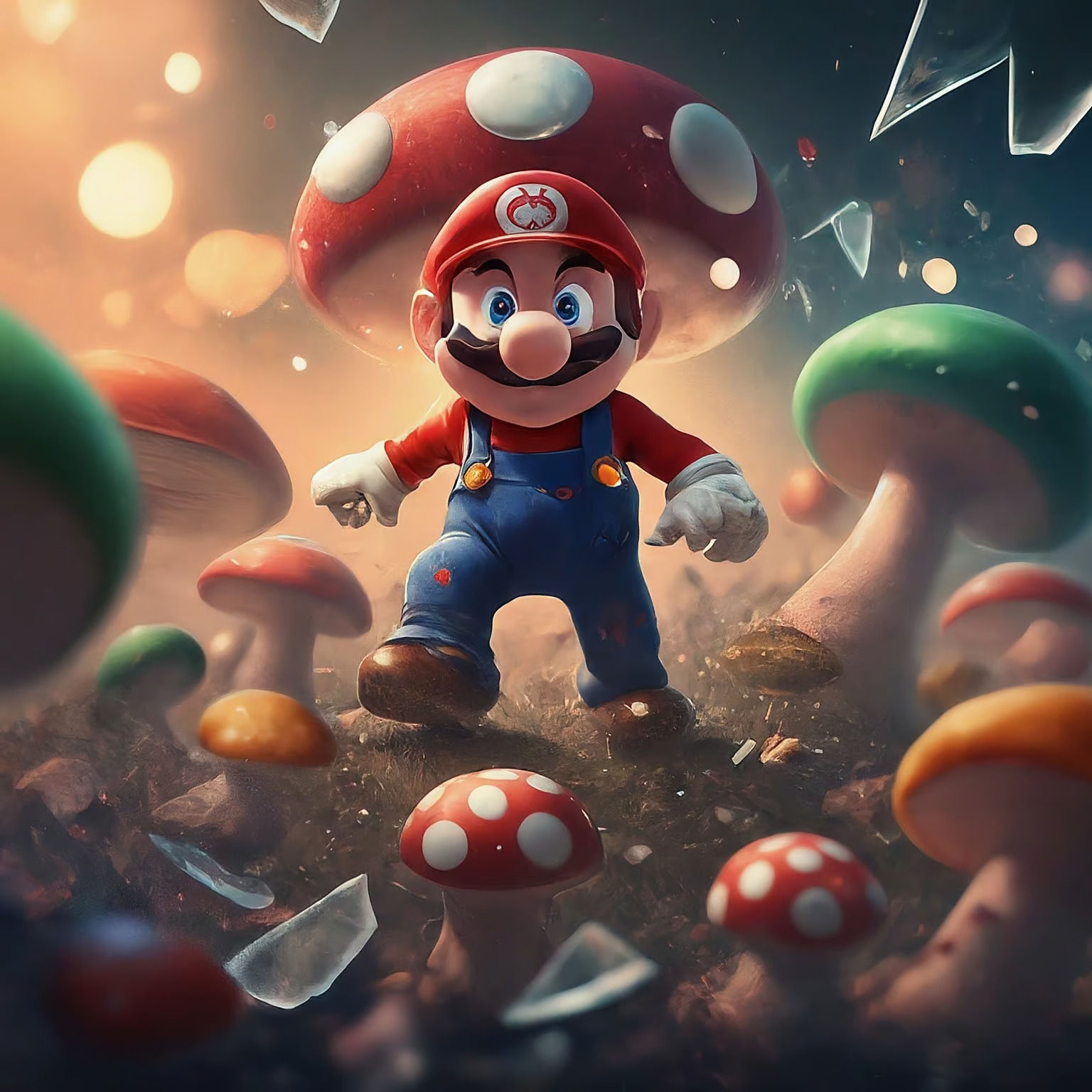 Super Mario mad around poisonous mushrooms