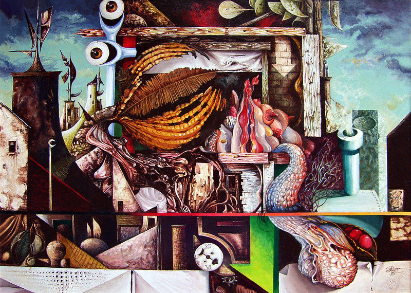 PORTRAIT OF THE MYSTIC WITH A DEAR LADY FRIEND IN FRONT OF HIS PAINTING 'GREY DAY AT THE FACTORY' - Start Image 2