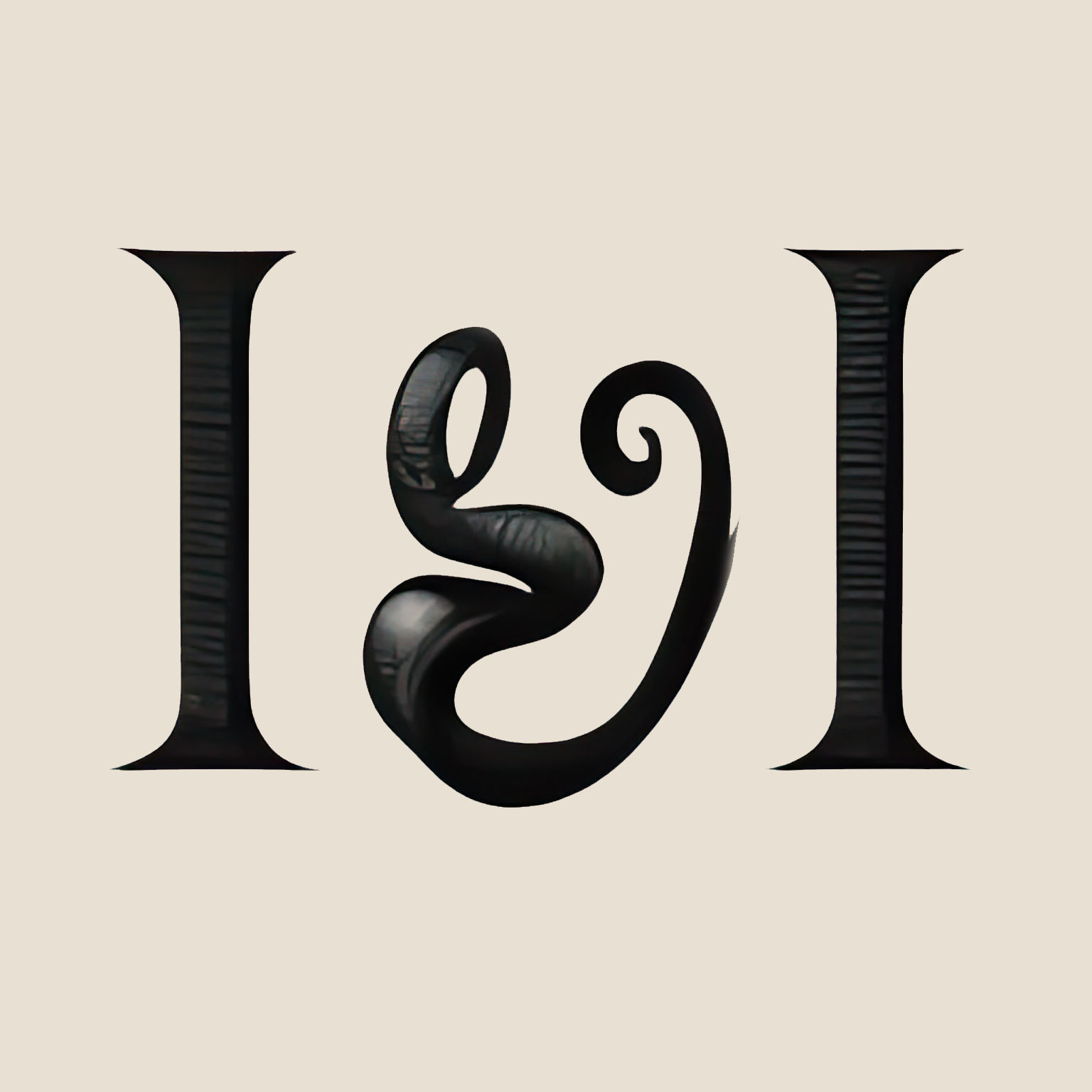 ELEGANT sophisticated sting of uppercase letters « I & I », TYPOGRAPHY,  gothic and psychedelic art Octane Render, by MOSCOSO