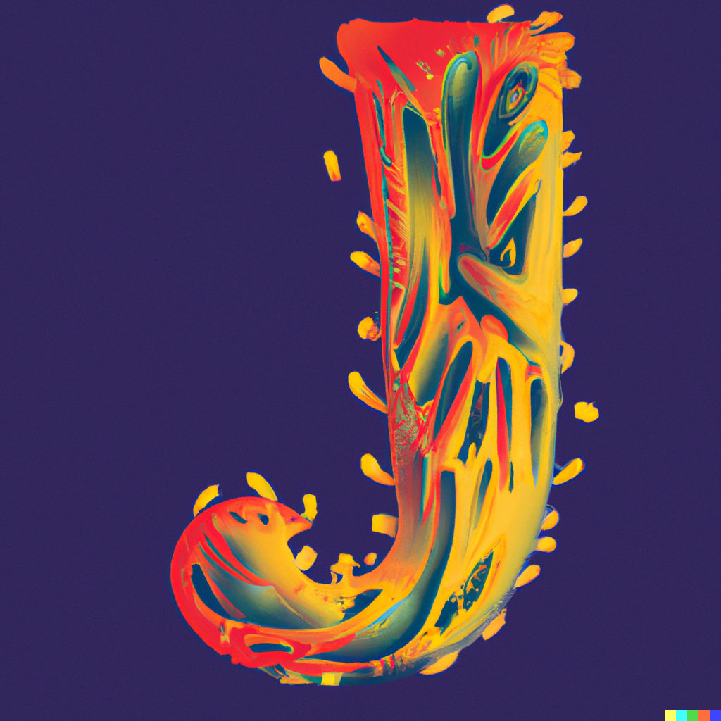 ELEGANT sophisticated typeface letter uppercase « J », TYPOGRAPHY, by MOSCOSO, psychedelic gothic art